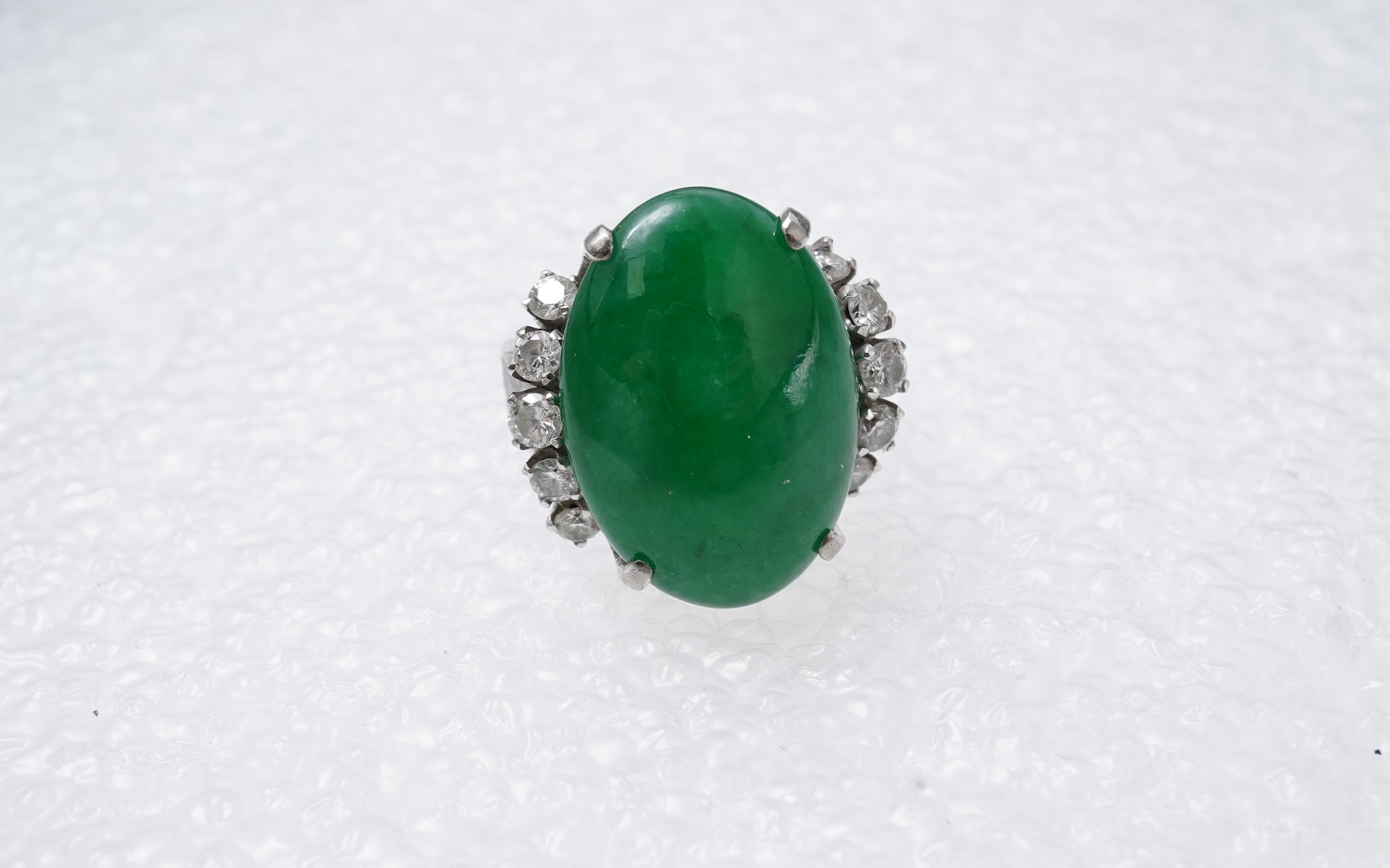 A jadeite and diamond ring, 1960s